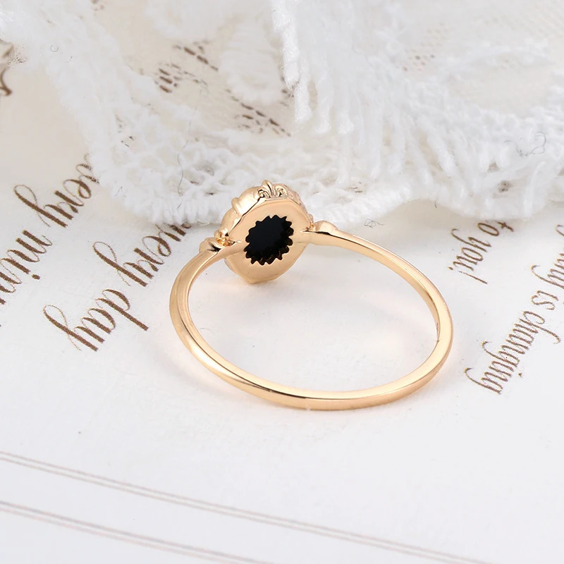LAMOON Natural Black Agate Ring For Women Gemstone Ring 925 Sterling Silver Gold Vermeil Fine Jewelry Vintage Elegant Bijou 250712