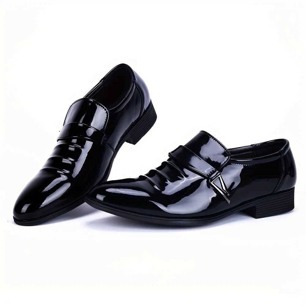Mens Pointed Toe Tuxedo Casual Shoes Wedding Party Fashion Shoes Y250715