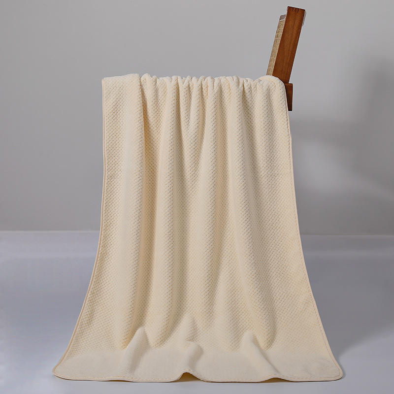 2Piece Premium coral fleece bath towel pineapple grid large bath towel thickened beach towel absorbent household adult