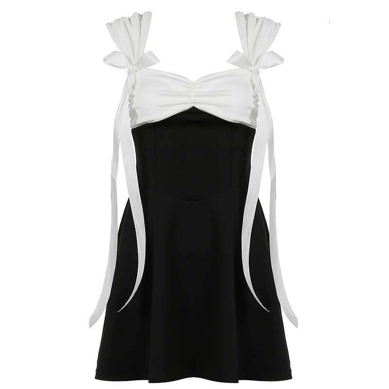 1amHoty Princess Patchwork A-line Dress for Birthday Party Holiday Double Bow Decorate Sleeveless Sundress Y2K Robe Korean Cute R250716