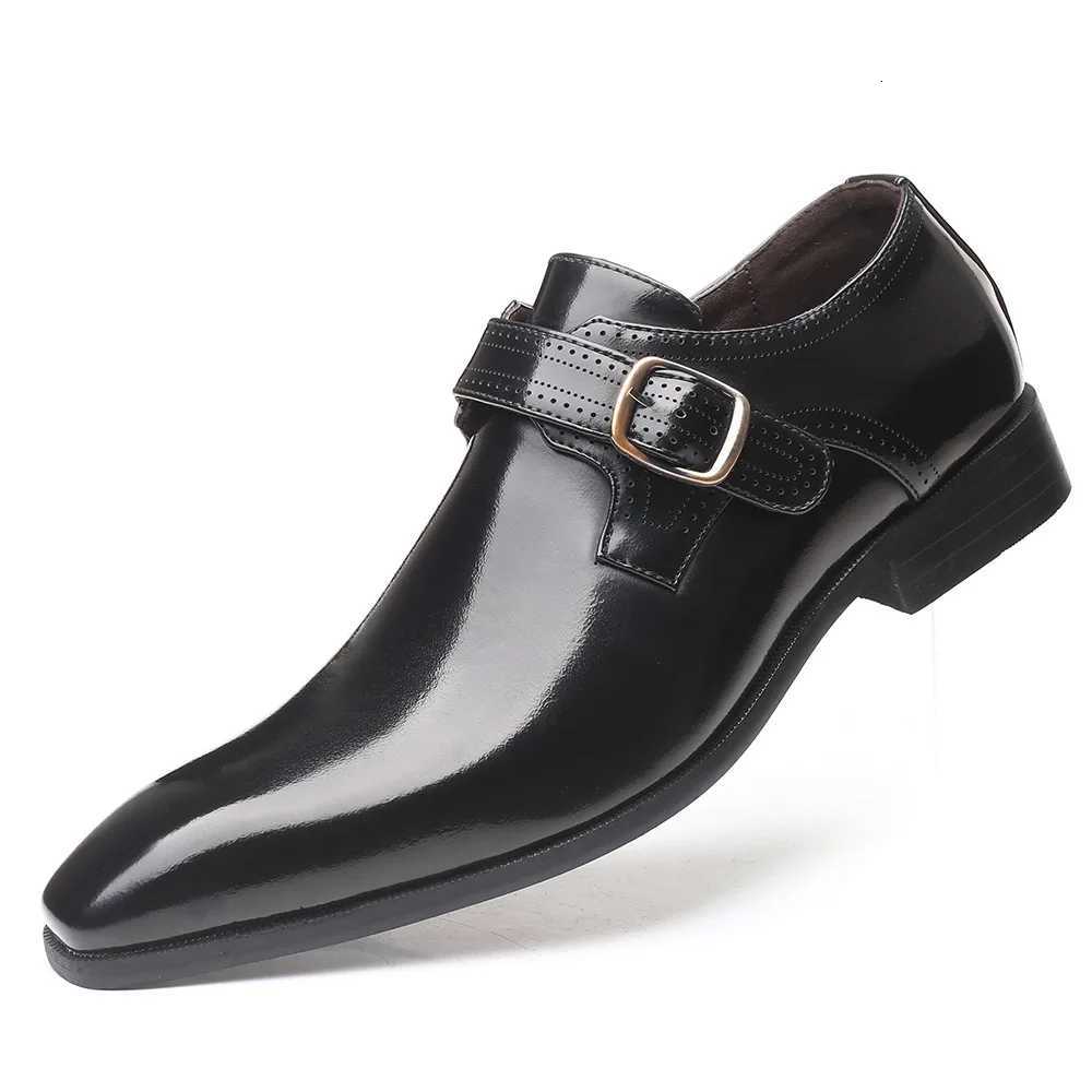 italian Fashion Shoes Men Dress Shoes Genuine Leather Slip-On Mens Formal Suit Footwear with Buckle Shoes Y250715