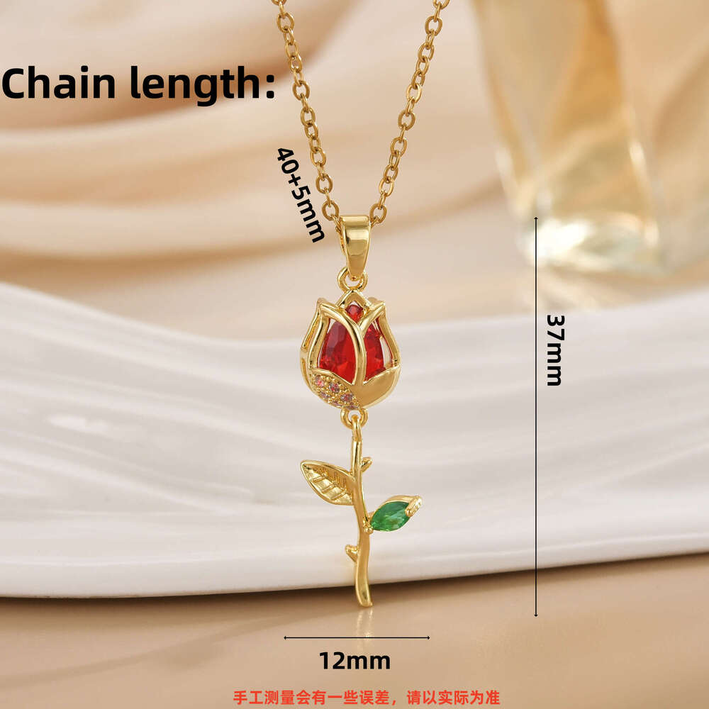 Summer Fresh Romantic Rose Flower Elegant Light Gorgeous Accessory High-End Versatile Non-Fading Necklace B77