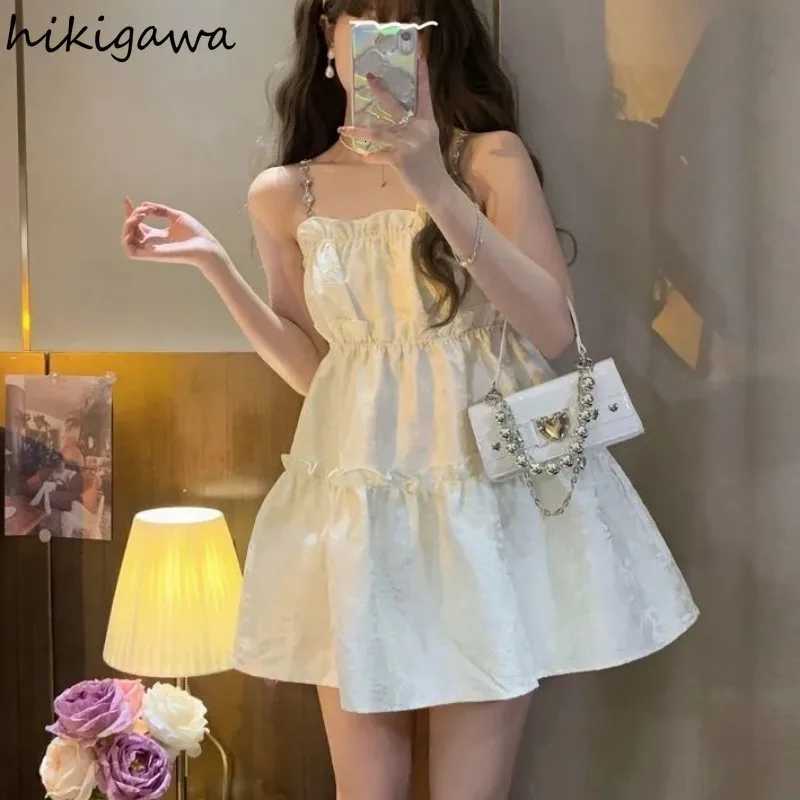 2025 Sweet Dress for Women Fashion Summer Sling Robe Femme A-line Tunic Floral Loose Ruffles Cute Dresses R250716