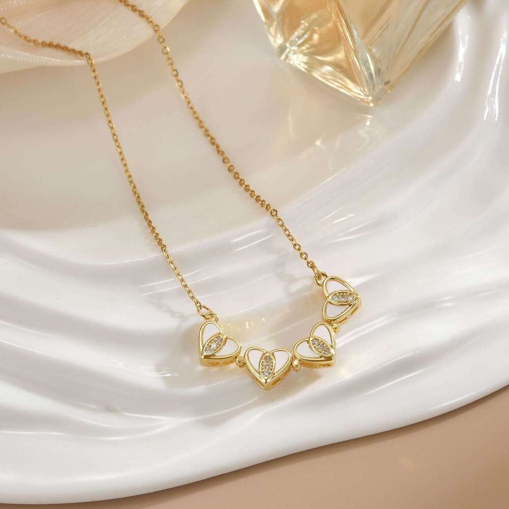 Necklace For Women Tiktok Niche Design Magnetic Zircon Heart New Open And Close Four-Leaf Flower One Multi-Wear Clavicle Chain 555