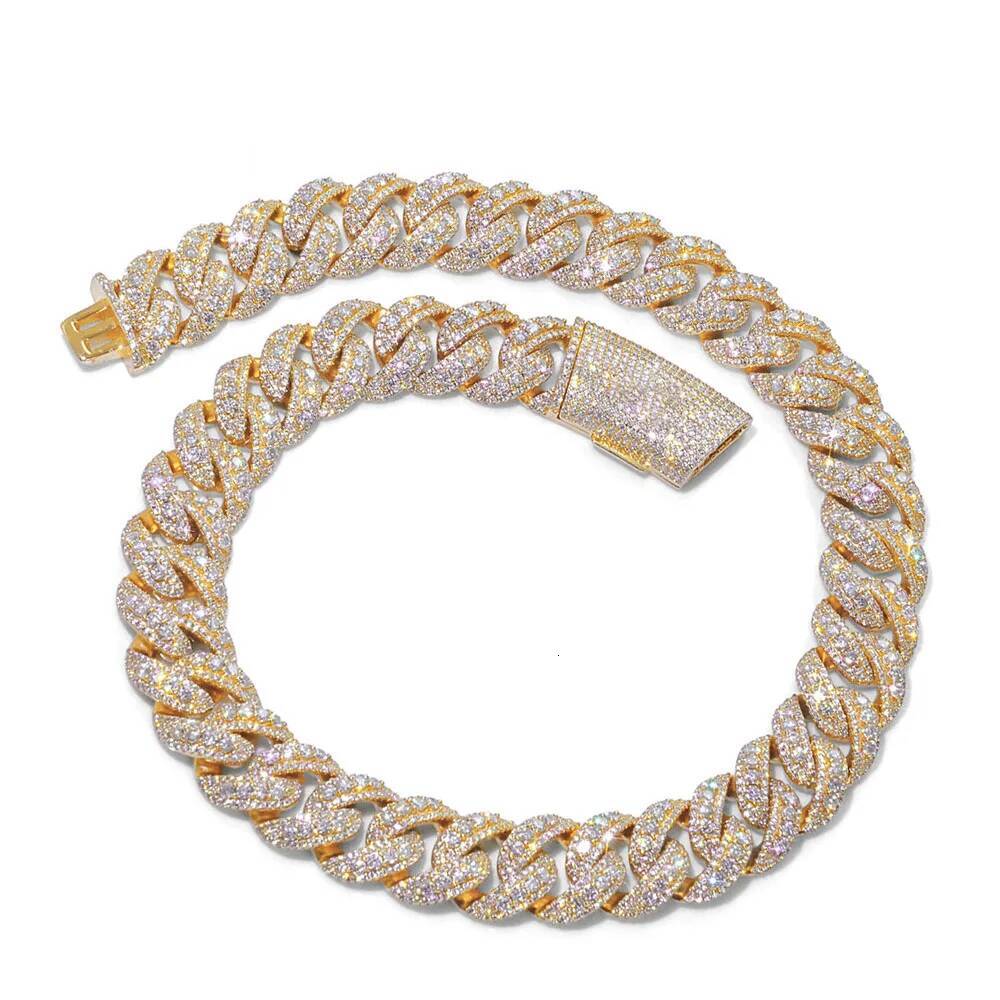 Fashionable Custom Fully Iced 925 Sterling Silver Cuban Necklace Hip-Hop Accessory VVS Moissanite Chain Mens Necklace