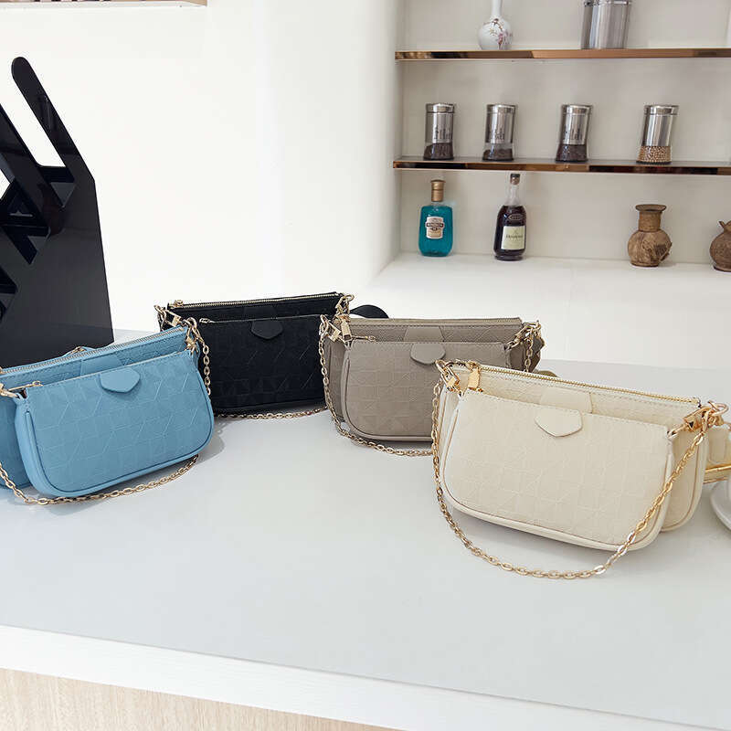 Mahjong for Women 2024 Embossed Single Shoulder Crossbody Three-in-One Underarm Versatile Fashion Three-Piece Set Women's Bag