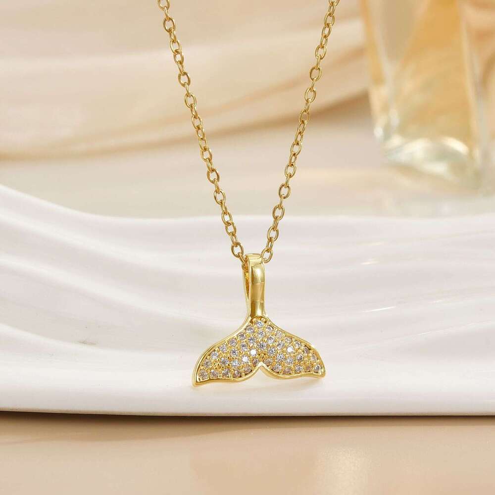 Mermaid Tail Necklace Design Sense Niche Light Minimalist Pendant Collarbone Chain 717