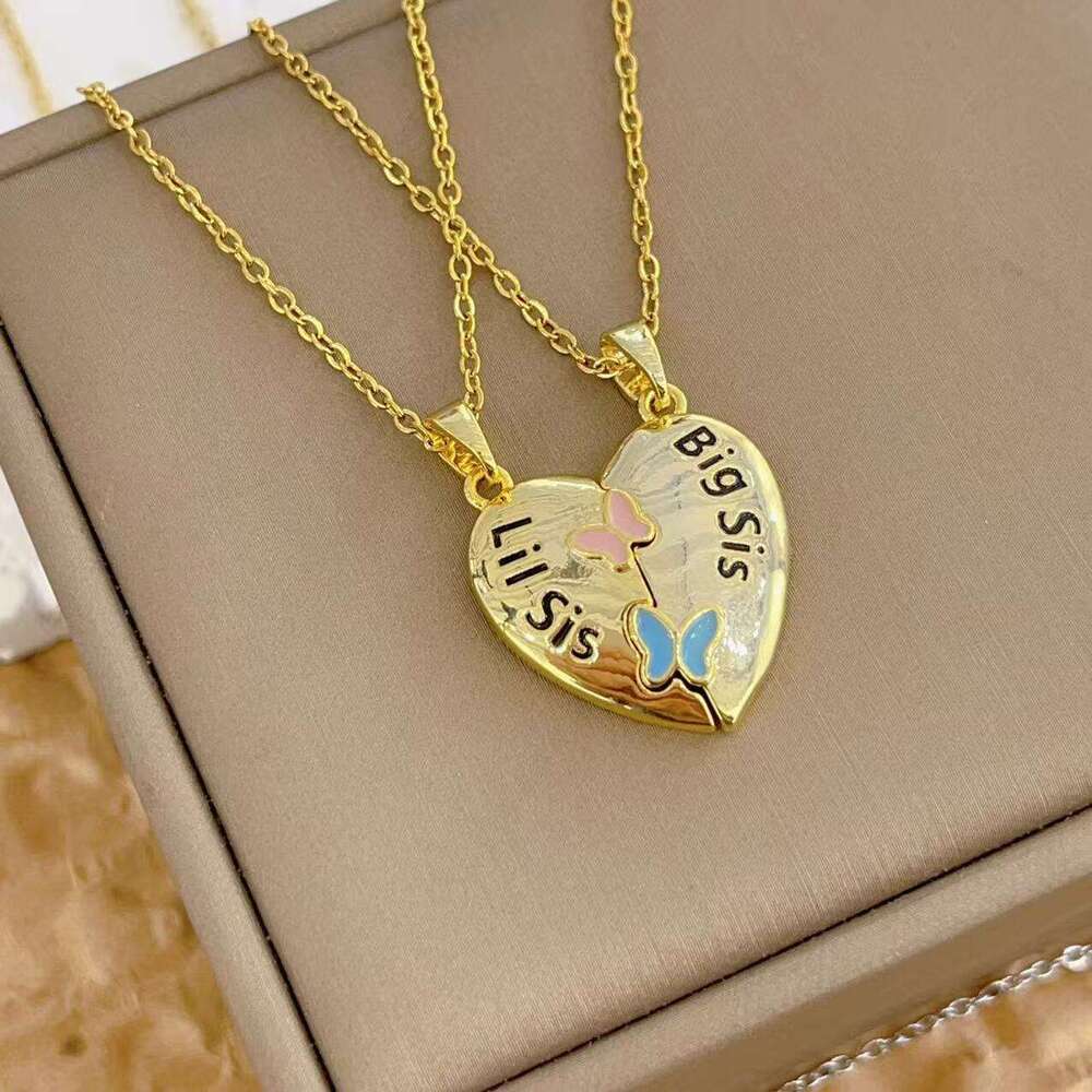 Heart Butterfly Magnetic Two-Piece Pendant Necklace Ins Creative Simple Design Versatile Sweater Afb