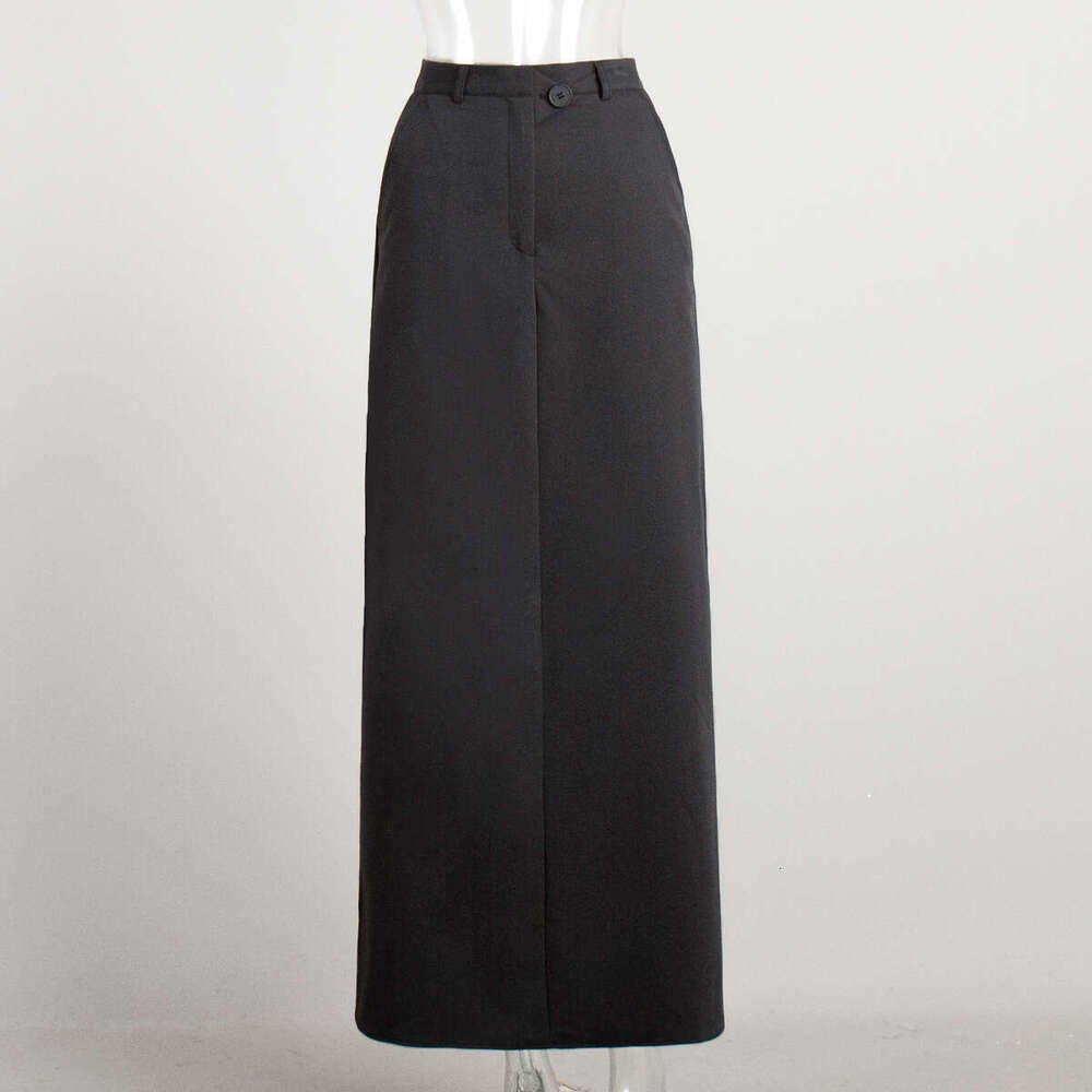 Slit For Women Spring Summer New High Waist Elegant Commuter Midi Skirt A-Line Dress B5