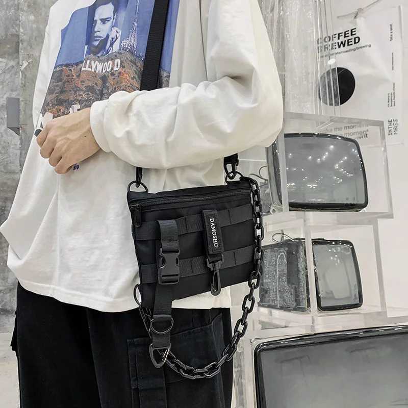 Shopper Nylon Shoulder Gothic Black Crossbody Messenger Tote Bags For Men Womens Hip Hop Techwear Satchel Waist Goth Handbags