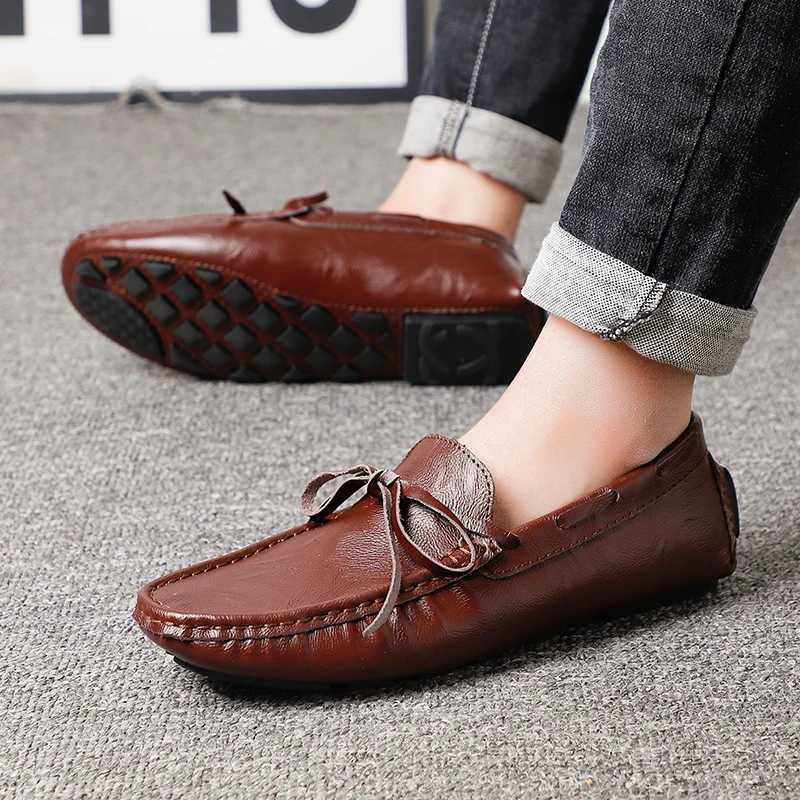 Spring Leather Shoes Casual Loafers Mens Soft Soled Brand Comfortable Flat Bottom Outdoor Walking Casual Shoes for Men W250716