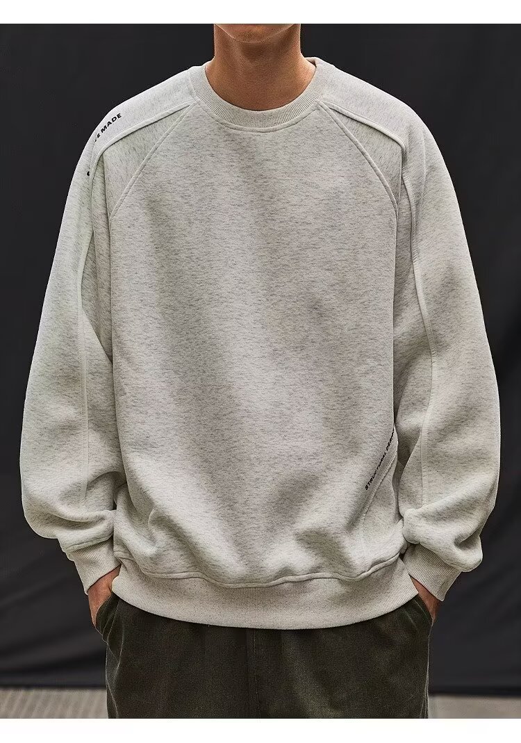 C40355 new heavy thickened fried flower men's sweatshirt round neck loose drop shoulder sleeve men's sweatshirt sweatshirt bottoming shirt t