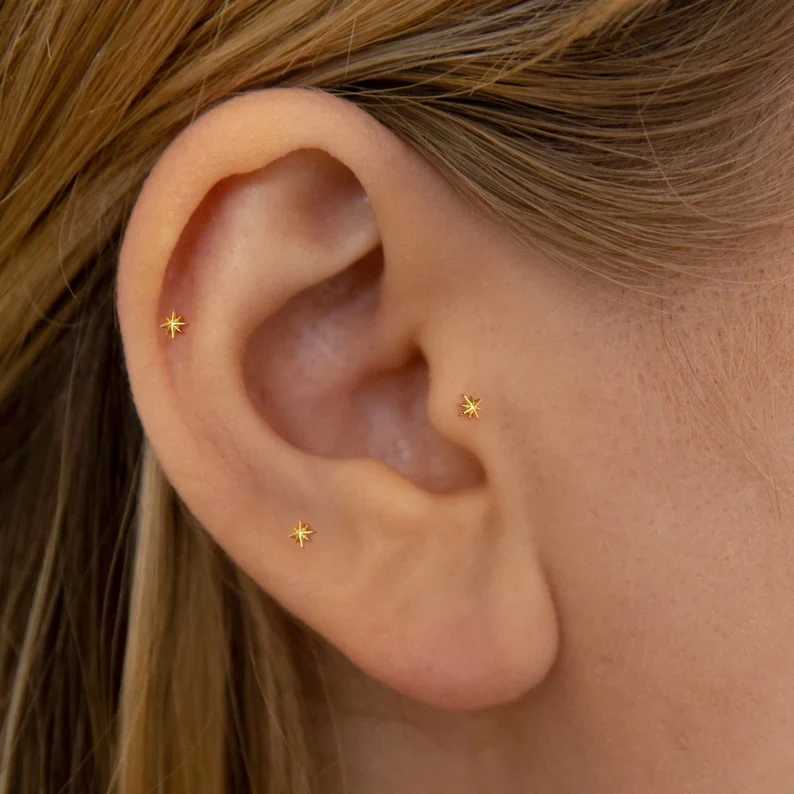 925 Sterling Silver 4PCS Set 7.5/9/10/13mm Zircon Piercing Stud Earrings for Women Luxury Gold Dangling Jewelry y250715