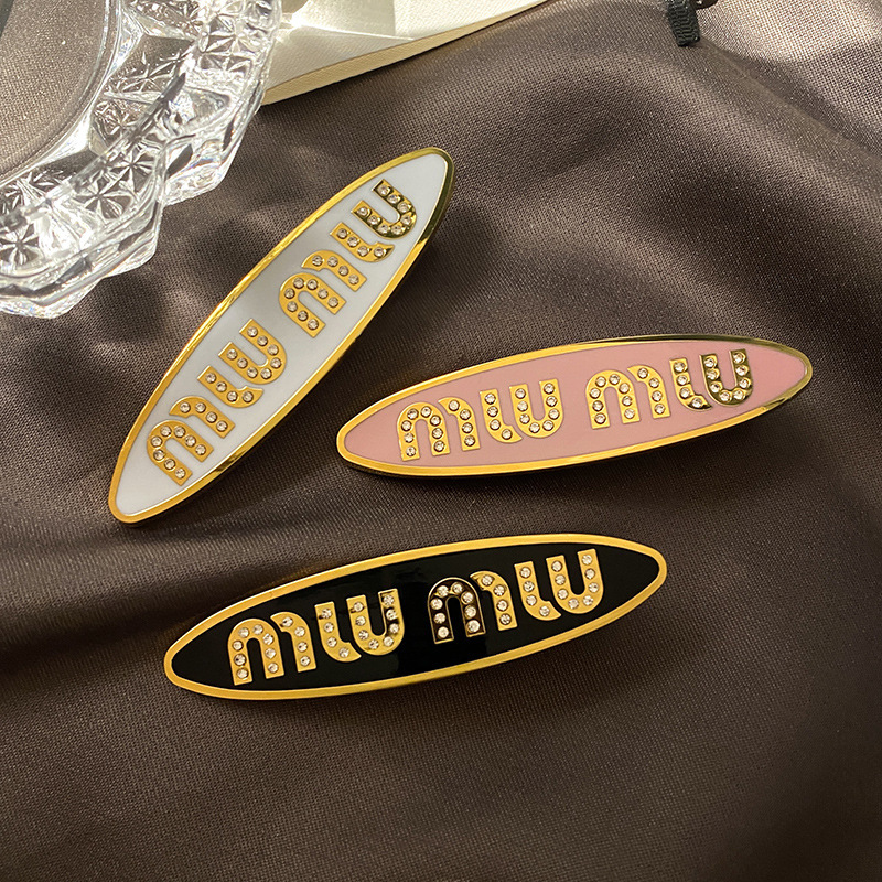 Designer Miulys Miulys m Letter Side Clip Light Luxury Rhinestone Back of Head Hairpin High-end Simple Korean Style Elegant Hair Clip