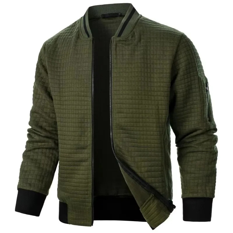 Mens Long Sleeve Zipper Jacket Coats Stand Up Sweatshirts Outdoor Streetwear Autumn Warm Solid Color Baseball Jacket Men 250716