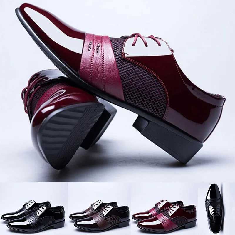 Fashion New British Mens Leather Shoes Classic Man Pointed Toe Formal Wedding Shoes Male Flats Dress Shoes Lace Up Y250715