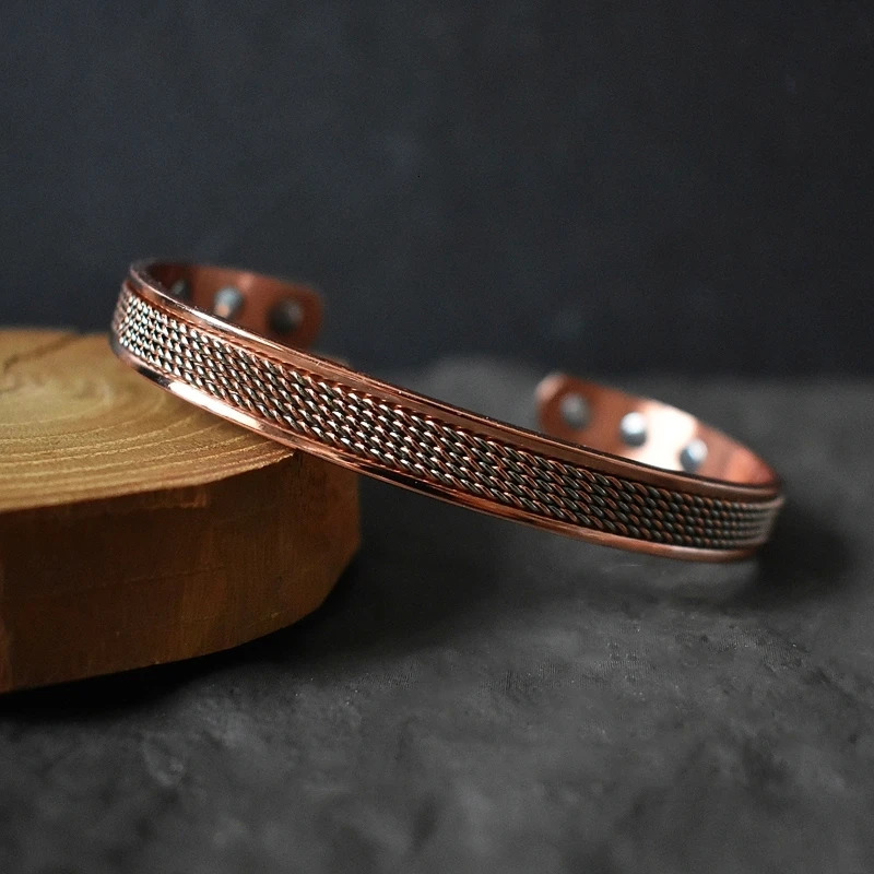Minimalist Magnetic Copper Bracelet Cuff Classic Pure Copper Bangle Bracelets for Men Women Jewelry Gifts 250712