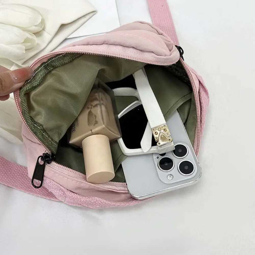 Fanny Packs Nylon Square Bag Large Capacity Korean Style Sling Crossbody Bag Solid Color Zipper Versatile Waist Pack Sport Bag