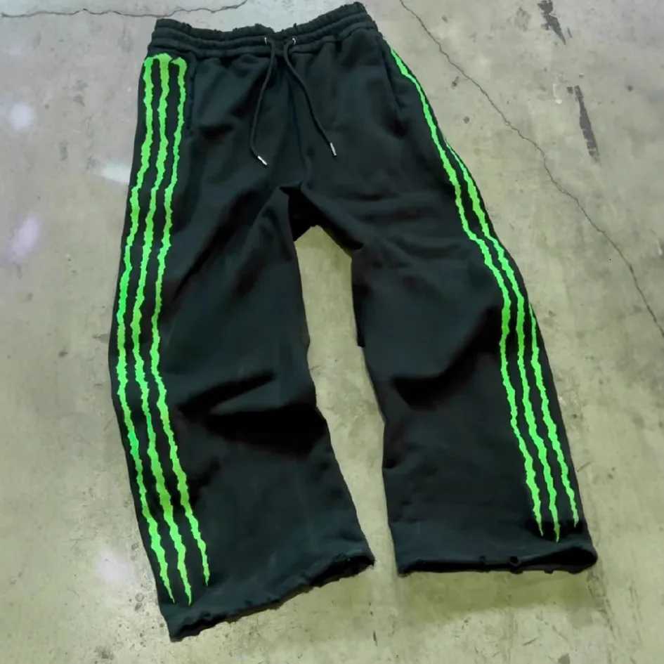 Claw Triple Stripe Fluorescence Embroidery Sweatpants Streetwear Hip Hop Personality Glow Casual Pants Cotton Drawstring Joggers y250716