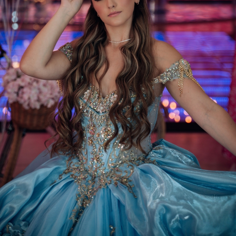 Sky Blue Shiny Quinceanera Dresses Ball Gown Off The Shoulder Applique Lace Beads Tull Corset Party Birthday Sweet 16 Dress Vestidos 15 Anos