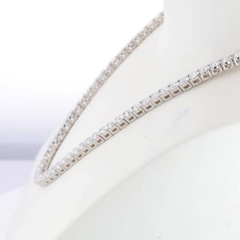 Hiphop Jewelry Necklace 3mm 4mm 5mm 6mm Round Cut S925 Silver Moissanite Chain Tennis Necklace