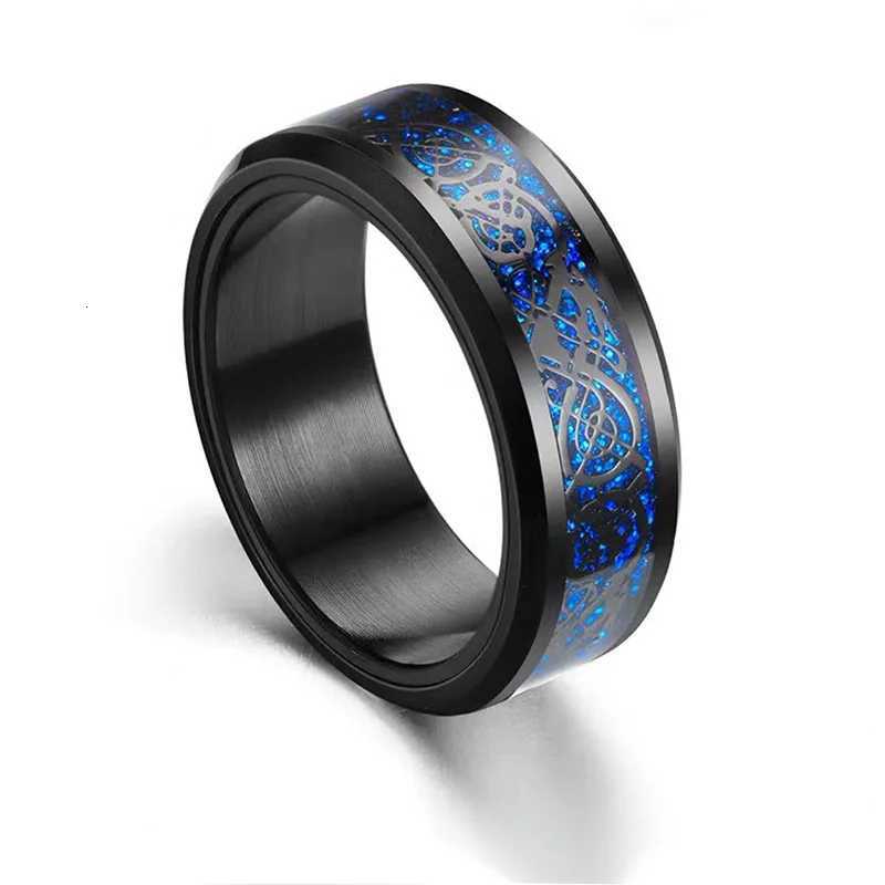 Stainless Steel Celtic Dragon Carbon Fibre Rings For Men Anti Stress And Anxiety Rotating Ring Fidget Spinner Free Shipping S250716