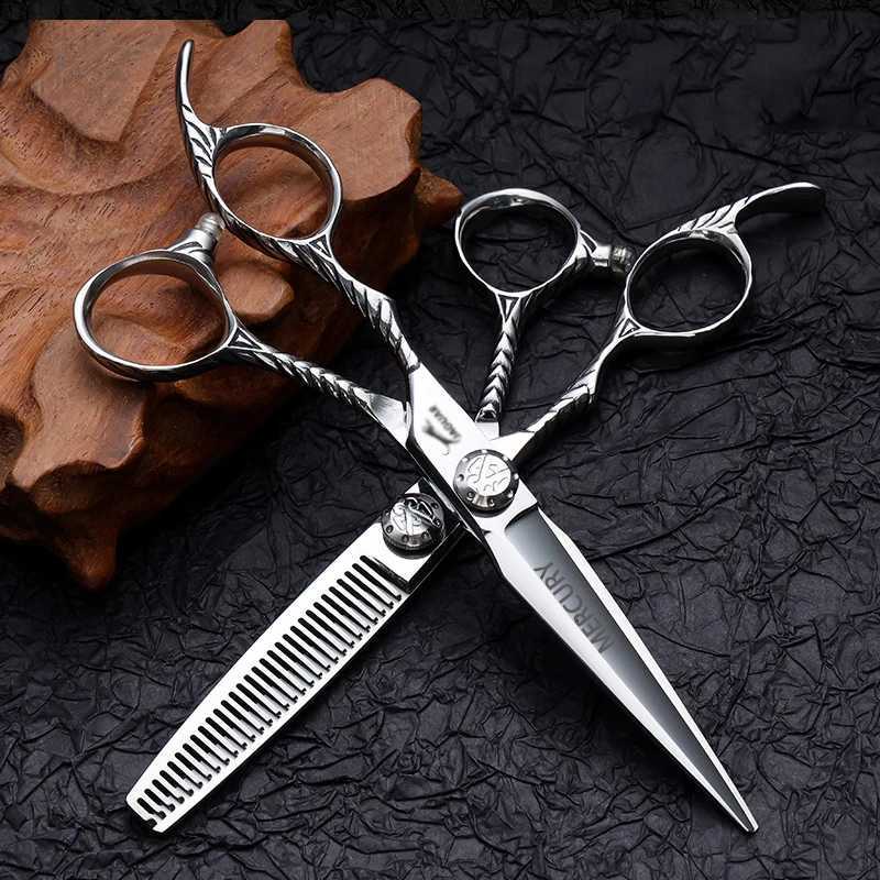 440C 6.0 Inch Professional Barber Cut Left Handle Scissors Hair Scissors Thinning Hairdressing Cutting Set Shears Scissors W250716