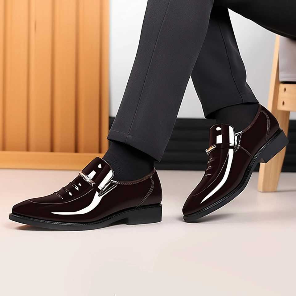 Mens Faux Patent Leather Dress Loafers Business Formal Office Shoes Casual Walking Shoes Slip-on Shoes for Men Y250715