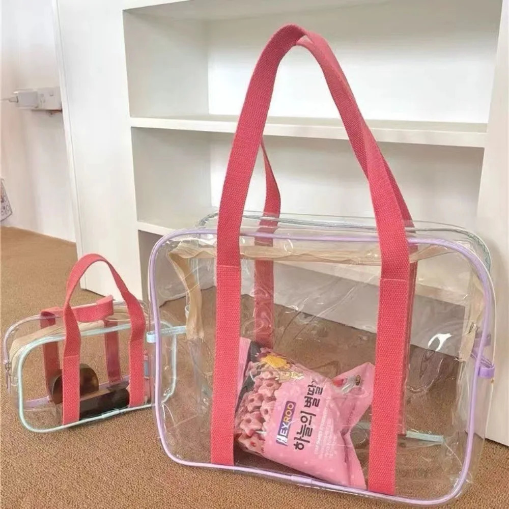 Large Capacity PVC Transparent Jelly Handbags Washing Bag Summer Outdoor Beach Tote Waterproof Swimming Storage Bag 250714