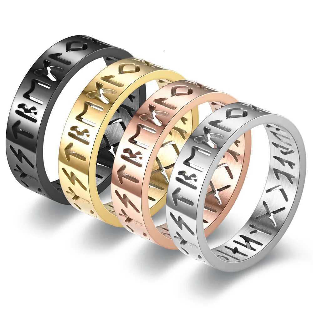 2025 New Stainless Steel Hollow Out Ring for Men Women Fashion Hollow Rune Design Finger Anillo Antiestres Anxiety Rings S250716