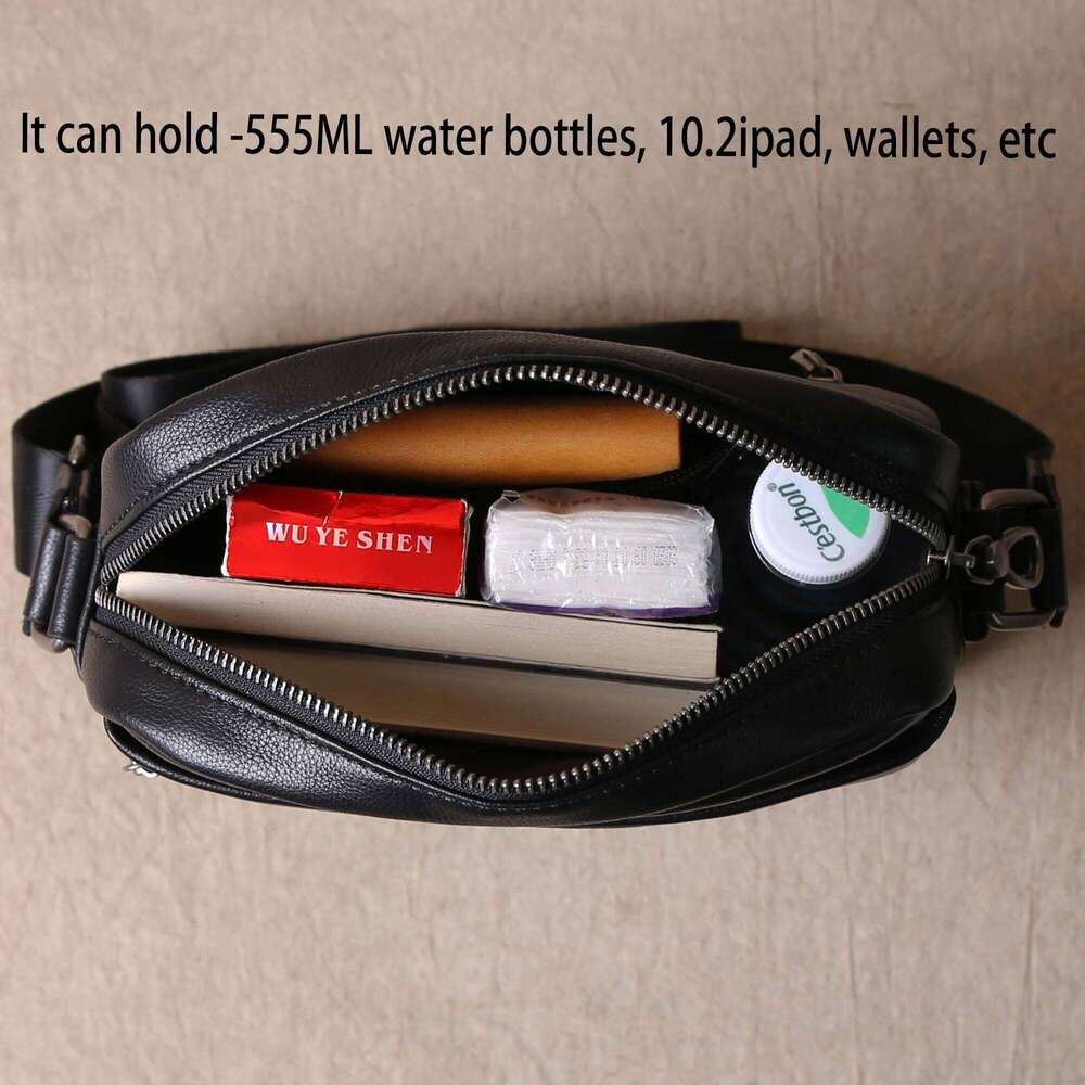 Designer Luxury Crossbody Leather Shoulder Casual Youth Fashion Trend Hundred Bypass Layer Cowhide Handmade Vertical Men's Bag
