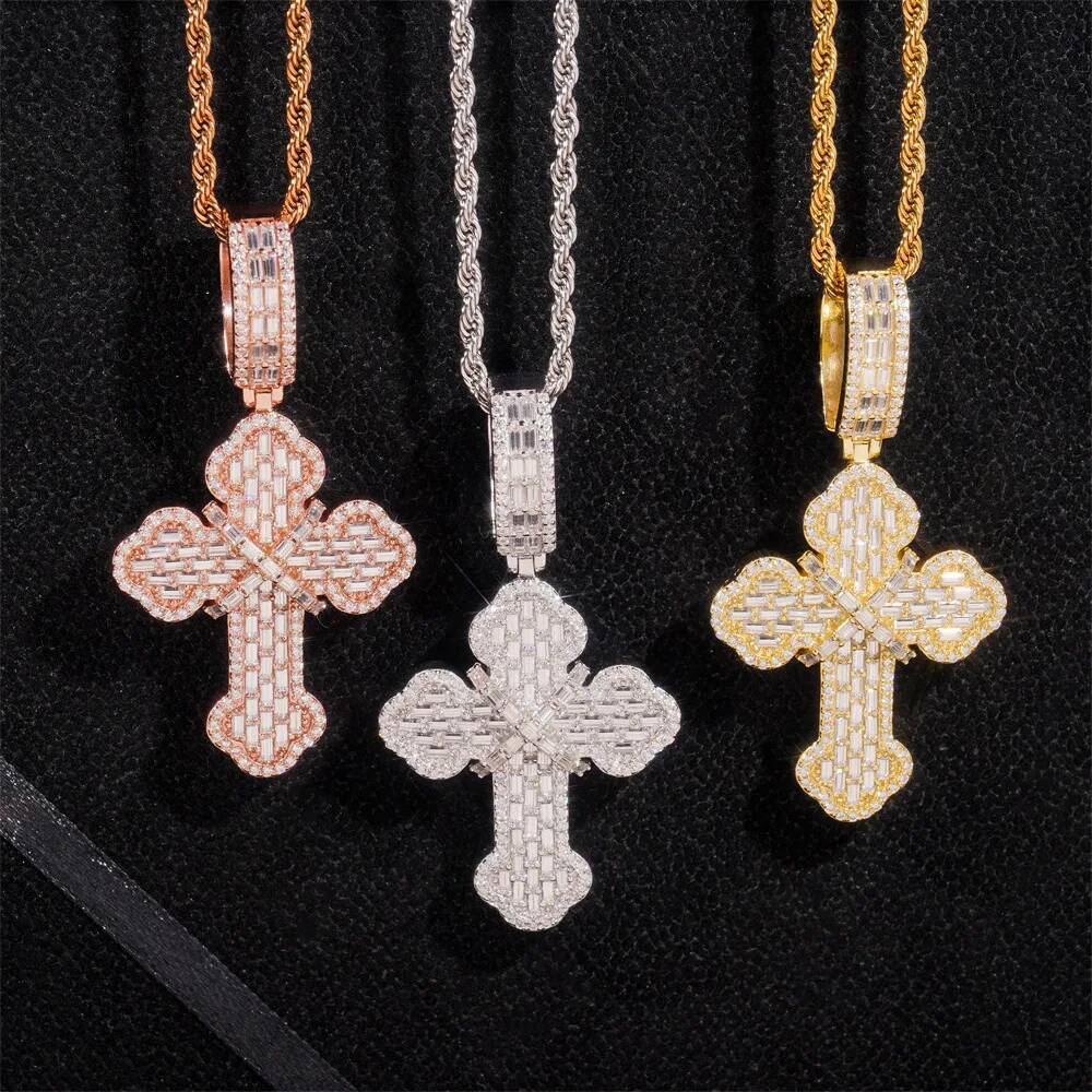 New Arrivals Cross Pendant 925 Silver VVS Moissanite GRA certification Suitable for 10mm Tennis Chains Hip Hop Jewelry