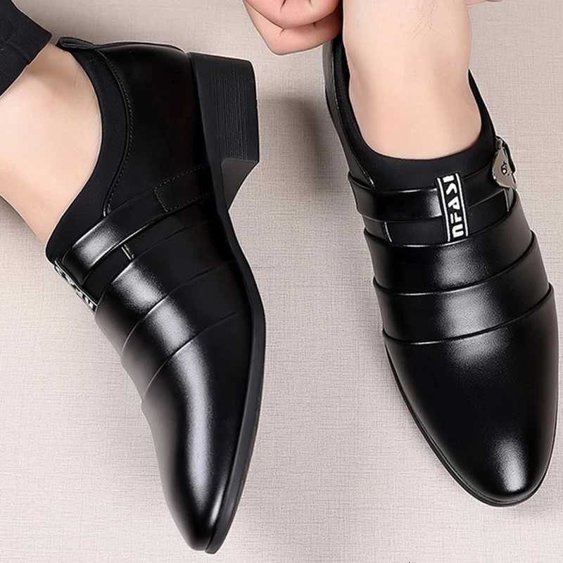 Classic Leather Shoes for Men Slip on Pointed Toe Oxfords Formal Wedding Party Office Business Casual Dress Shoes for Men Y250715