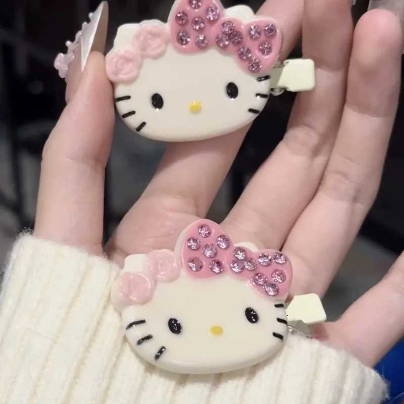 Sanrio 1 Pair Sanrio Hello Kitty Hair Clips Shiny Pink Crystal My Melody Women Hair Accessories Sweet Girls Headband Bangs Clip Gift w250716