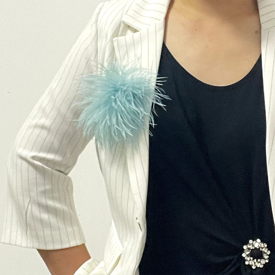 Fashion Vintage Big Natural Feather Ostrich Hair Brooch Hair Festival Party Dress Hats And Shoes Decoration Accessories 250712