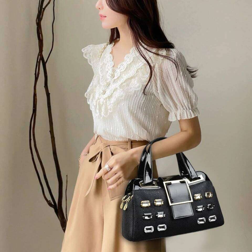 2 layer Large Capacity Tote Handbags Women Bags Designer Bright dia Ladies Boston Shoulder Bag High Quality Sac