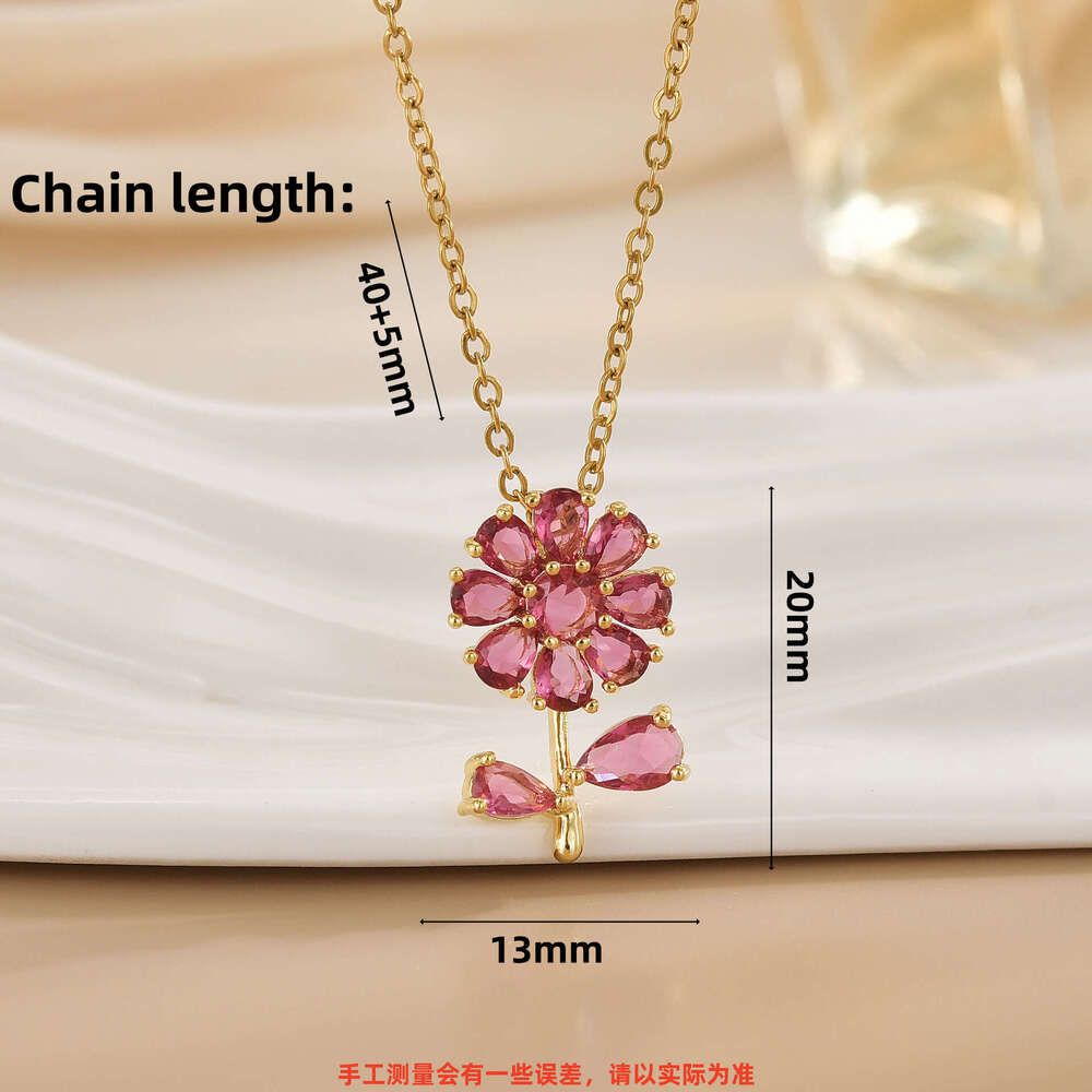 Fashion Sexy Shiny Zircon Necklace Light High-End Suower Pendant Titanium Steel Collarbone Chain Jewelry 881