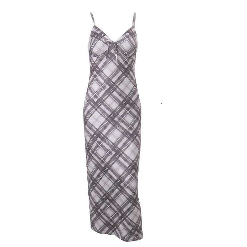 Vermint Plaid Print V-neck Maxi Dress Sexy Backless Spaghetti Straps Sundresses Autumn Club Party Women Slim Vestidos R250716