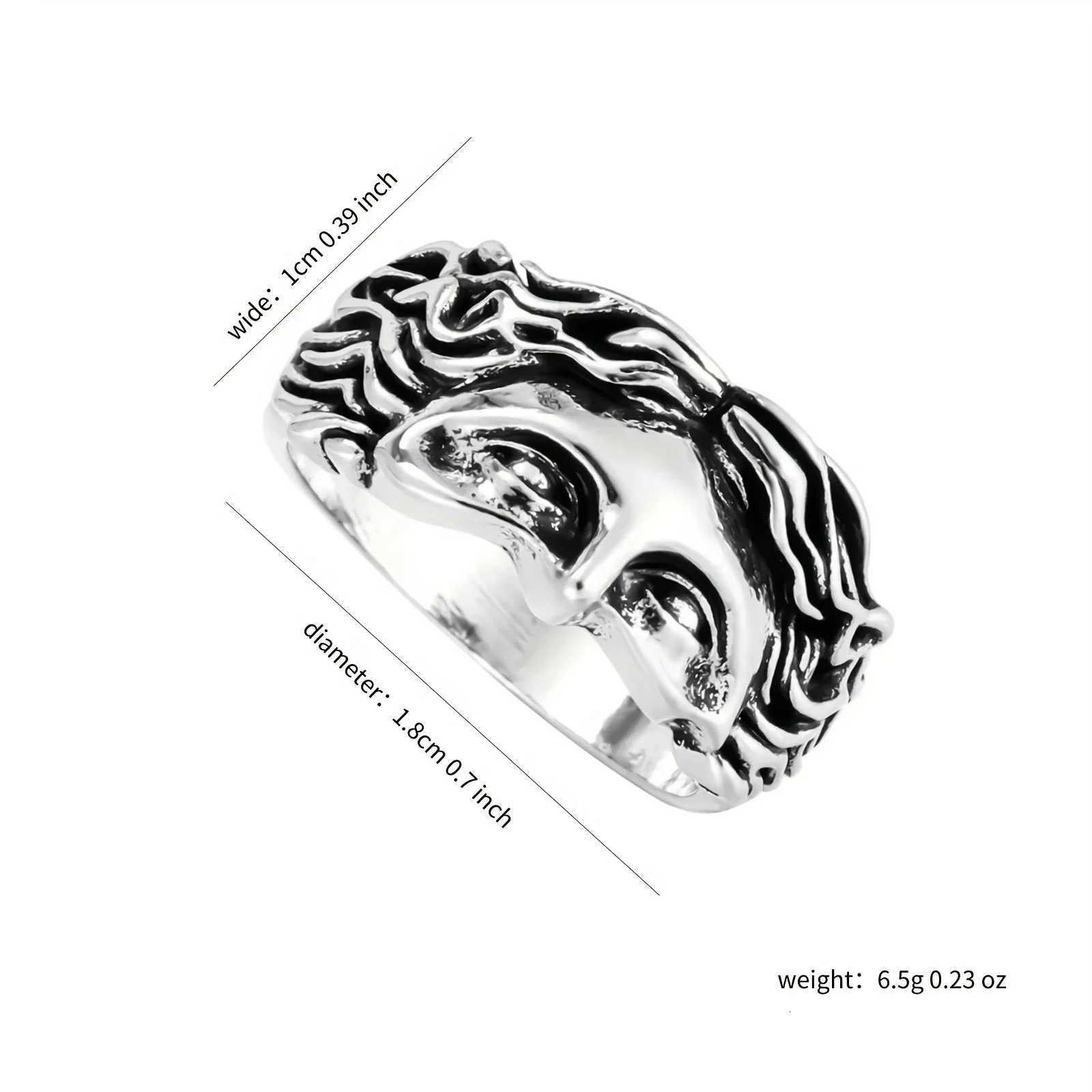 Vintage Gold Color Jesus Half Face Open Ring for Men Women Retro Religious Belief Jewelry Pure Copper Finger Rings Bands Gifts S250716