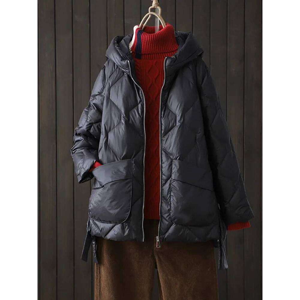 Lagabogy 2025 New Winter Women 90% White Duck Down Jacket Casual Loose Fashion Outwear Hooded Puffer Coat Short Light Warm Parka