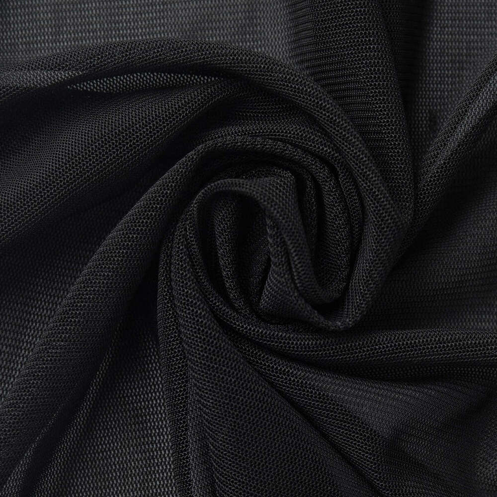 Irregular Summer New Bell Sleeve Long Black Mesh Dress B5