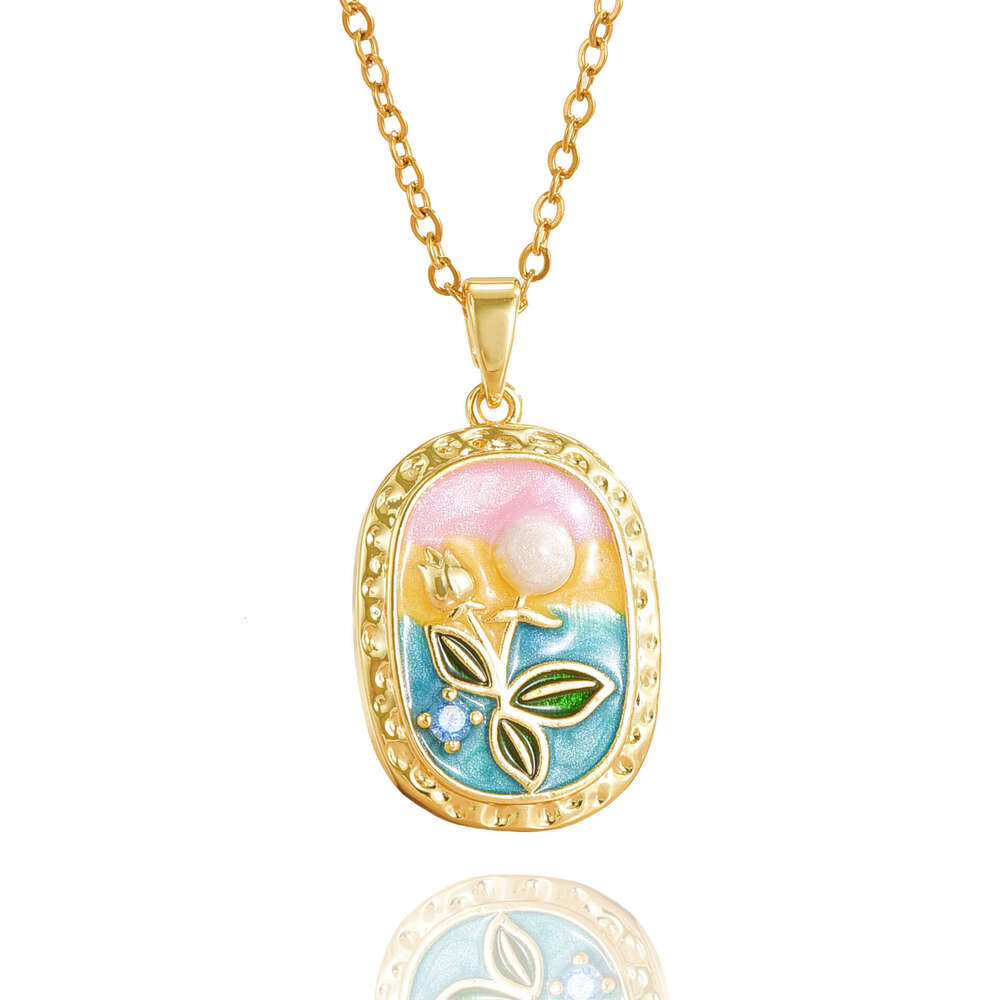 Monet's Garden Vintage Necklace Natural Baroque Pearl Light Bead Oil Painting Style Collarbone Chain Ebd