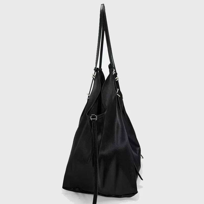 Oversize Satin Tote Bags For Soft Silk Shoulder Designer Black Handbags Large Shopper Purses 2024 New Women Bag