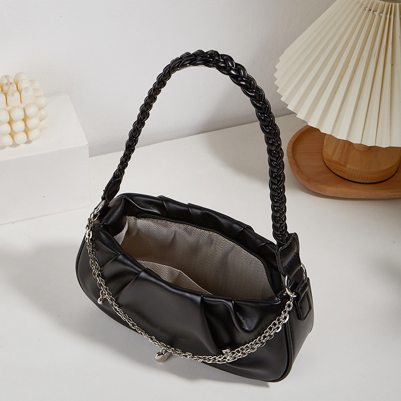 Designer High-End Pleated Cloud Underarm Fashion Shoulder Crossbody 2025 Soft Leather Chain Woven Handbag Light Luxury Women's Bag