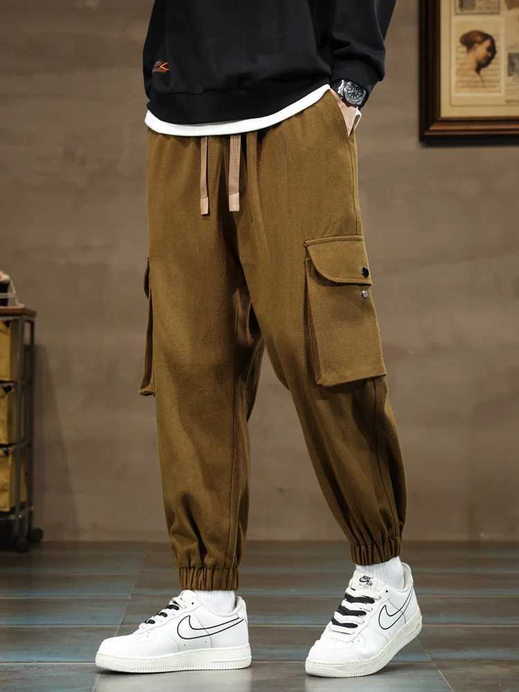 Big Size Mens Jogger Cargo Pants 8XL 7XL 6XL Streetwear Washed Cotton Casual Baggy Pants Solid Color Loose Trousers Men y250716