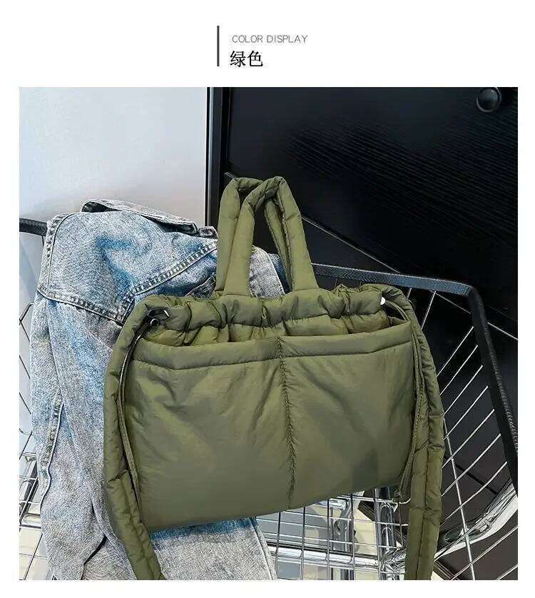 2025 Korean Style Nylon Drawstring Bucket Bag - Women's Lightweight Crossbody Shoulder Purse For Casual Outings, Travel & School