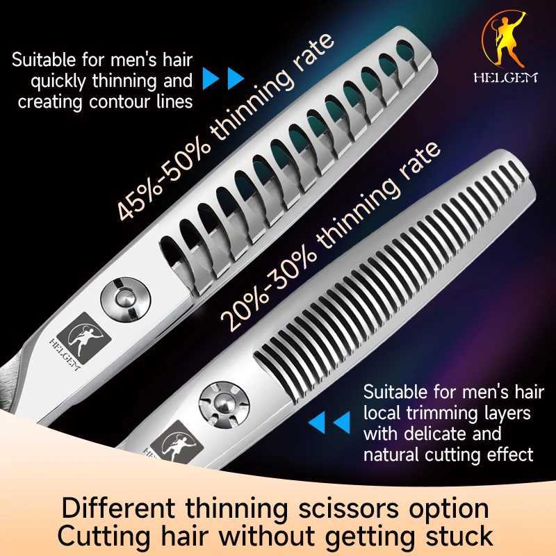 Helgem Professional JP440C Barber Scissors Set Flat Thinning Chunker Shears for Hair Trimming W250716