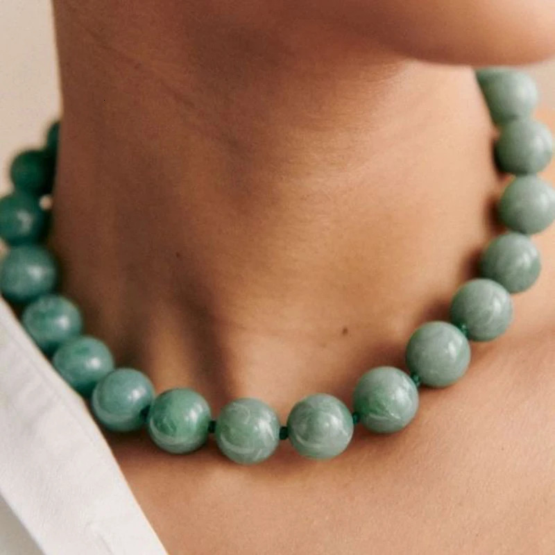 Punk Colorful Natural Stone Collar Chain Necklace Tiger Eye Malachite Round Beads Handmade Jewelry 250712