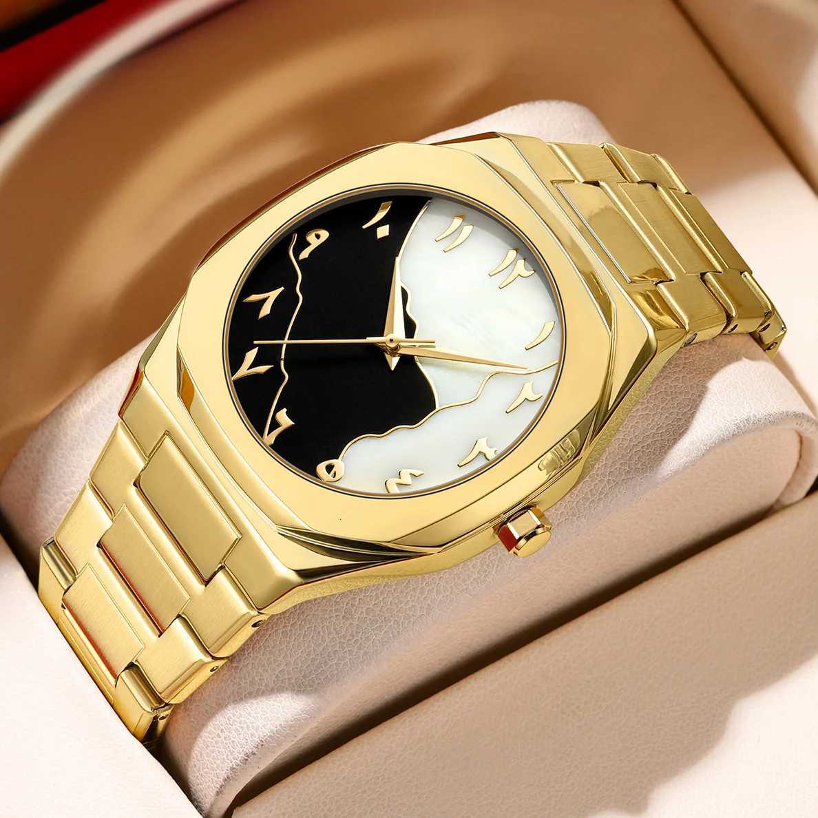 Top Brand Mens Business Personality Simple Trend Gold Steel Belt Waterproof M Fashion Quartz Clock Wristwatch Gift Y250715