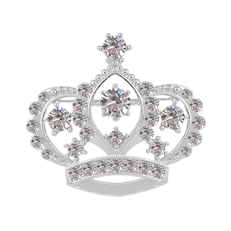Female Crown Brooch Simulated Crystal White K Engagement Wedding for Women 250625